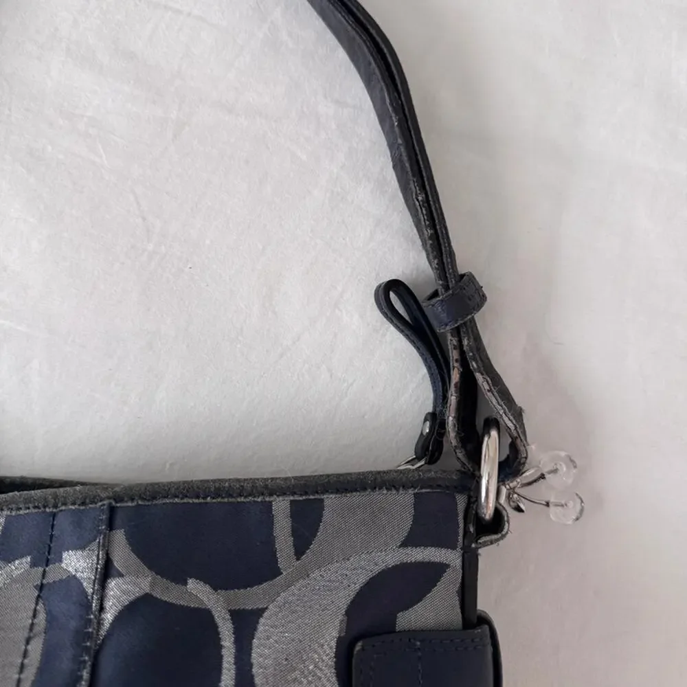 Coach Moto Optic Metallic‎ Chain Navy Signature Jacquard